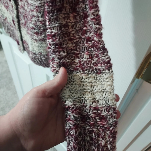 NWOT Lane Bryant Maroon Classic Long-Sleeve Button-Front Cardigan Marl Stripe 1X - Picture 10 of 12